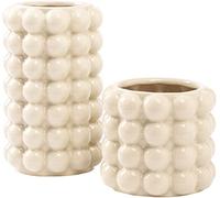 YANWE1 Boho Ceramic Vases - Set of 2 Tall White Bubble Vases for Flowers, Decor, Living Room, Dining Table, Wedding, Mantel