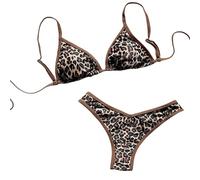 yanwuwa 1 Set Animal Print Two Piece Swimsuit Split Design Beachwear for Sunbathing and Swimming Enthusiasts Animal Print Tankini