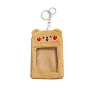 yanwuwa Bear Plush Photocard Holder Credit Card Keychains Bus Cards Protective for Case Photo Sleeves Stationery
