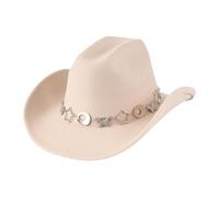 yanwuwa Classical Metal Star Chain Roll Cap for Adult Party Dressingup Cosplay Western Hat for Daily Wear Costume Accessories Traditional Western Hat