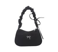 yanwuwa Contemporary Textured Handheld Bag Multi Functional Compartments Practical Fabric Underarm for Work Daily Unique Ruffle