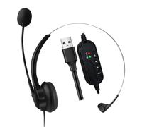 yanwuwa Corded Call Center Noise Cancelling USB Headphone Headphone with Microphone Voice Control for Computer / / Laptop Use Lightweight