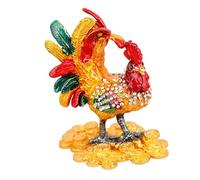 yanwuwa Exquisite Enameled Coated Rooster Ornament Box for Storing Rings Earrings and Storage Container Hand Painted Coating Chanticleer Jewelry Box