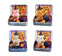 yanwuwa Halloween I Wizard Stuffed Set With Cozy Blanket Broom Pumpkin Decorative Iron Box Home Decor Party Fleece Necromancer Bear Decoration