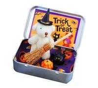 yanwuwa Halloween I Wizard Stuffed Set With Cozy Blanket Broom Pumpkin Decorative Iron Box Home Decor Party Fleece Necromancer Bear Decoration