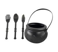 yanwuwa Halloween Witch Cauldron Candy Bucket With Tableware Portable Treat Storage Container With Handle For Kid Witch Cauldron Candy Container