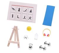 yanwuwa Miniature Gym Scene Setting Equipment Collection Set for Doll House Decoration and Kids Creative RolePlay Activity Collectible Fitness Miniatures