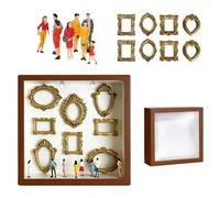 yanwuwa Miniature Museums Silhouetted Box with Gold Photo Frame and Figures for Artistic Homes Decors Display Keepsakes Box