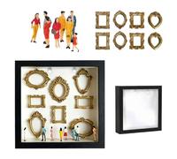 yanwuwa Miniature Museums Silhouetted Box with Gold Photo Frame and Figures for Artistic Homes Decors Display Keepsakes Box