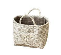 yanwuwa Multi Purpose Foldable Storage Bin, French vine coffee f | Quilted Cotton Laundry Hamper with Handle, Floral Print Basket for Picnics, Home Use, Foldable Design