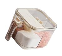 yanwuwa Practical Condiment Jars Set with 4 Separate Sections and Measuring Spoons Spices Box for Seasoning Storage Multifunctional Kitchen Seasoning Box