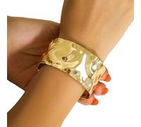 yanwuwa Punk Metal V Cut Textured Iron Bangle Edgy Design Statement Jewelry V Shaped Gaps Textured Wristband For Men And Women
