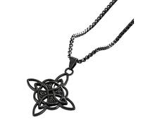 yanwuwa Retro Crucifix Pendant Necklace with Chinese Knot Design Gold Silver and Black Optional for Men Birthday Gift Gold Silver Black Chain