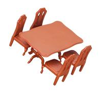 yanwuwa Simulation Dining Table with 4 Chair Miniature Furniture Set for Doll House Decoration and Children Role Playing Game Miniature Doll House Furniture Set