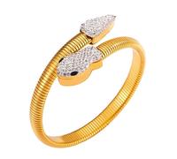 yanwuwa Stylish Curved Zircon Bangle with Secure Opening for Comfortable Fit and Elegant Look Eye Catching Wristband Stainless Steel Snake