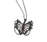 yanwuwa Themed Hollow Skeleton Necklace with Stone and Feminine Appeal Unique Gothic Necklace