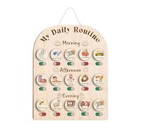 yanwuwa Visual Responsibility Chart for Kids to Track Tasks and Build Good Routines Using Wood Construction Customizable Task Board