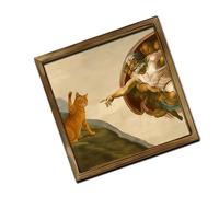 yanwuwa Whimsical Wooden Wall Art Mischievous Cats Twist on Famous Masterpiece Innovative Wall Hanging Cats Themed Creation
