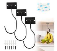 Yanxing 3 Pack Foldable Banana Hooks - Magnetic Under Cabinet Hanger, Space-Saving Kitchen Storage for Bananas, Fruits & Kitchen Bathroom Organization