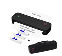 yanxio Portable Printer with case and Paper, Portable Printers Wireless for Travel, Inkless Printer, Support A4&Letter Thermal Paper, Support iOS, Android, Windows (with Case + 3 Roll Papers, Black)