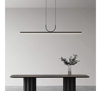 YANXIR Aluminum LED Linear Pendant Light Fixture White Linear Dimmable Pendant Over Kitchen Island Lighting Ceiling Hanging Farmhouse Chandeliers for Dining Room