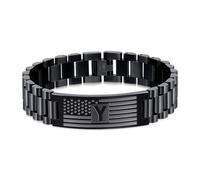 Yanxyad Initial American Flag Bracelets Men Letter A-Z Stainless Steel Jewelry Gifts Birthday Valentine Christmas Graduation Anniversaries Father's Day Thanksgiving for Him, M, Stainless Steel, no