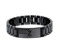Yanxyad Initial American Flag Bracelets Men Letter A-Z Stainless Steel Jewelry Gifts Birthday Valentine Christmas Graduation Anniversaries Father's Day Thanksgiving for Him, M, Stainless Steel, no