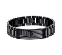 Yanxyad Initial American Flag Bracelets Men Letter A-Z Stainless Steel Jewelry Gifts Birthday Valentine Christmas Graduation Anniversaries Father's Day Thanksgiving for Him, M, Stainless Steel, no