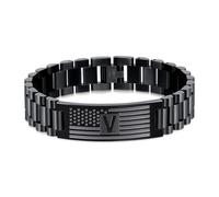Yanxyad Initial American Flag Bracelets Men Letter A-Z Stainless Steel Jewelry Gifts Birthday Valentine Christmas Graduation Anniversaries Father's Day Thanksgiving for Him, M, Stainless Steel, no