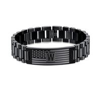Yanxyad Initial American Flag Bracelets Men Letter A-Z Stainless Steel Jewelry Gifts Birthday Valentine Christmas Graduation Anniversaries Father's Day Thanksgiving for Him, M, Stainless Steel, no
