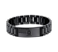 Yanxyad Initial American Flag Bracelets Men Letter A-Z Stainless Steel Jewelry Gifts Birthday Valentine Christmas Graduation Anniversaries Father's Day Thanksgiving for Him, M, Stainless Steel, no