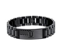 Yanxyad Initial American Flag Bracelets Men Letter A-Z Stainless Steel Jewelry Gifts Birthday Valentine Christmas Graduation Anniversaries Father's Day Thanksgiving for Him, M, Stainless Steel, no