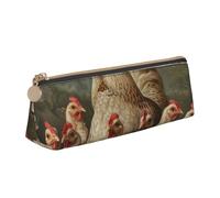 YANYU A Brood of Chickens Print Functional Pencil Case Large Capacity 8.3 x 2.2 x 2.4In Triangle Pouch with Zipper