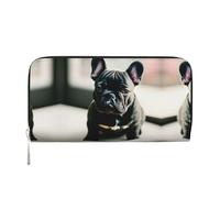 YANYU Adorable French Bulldog Print Leather Hand Wallet Clutch for Women Casual and Travel Use All Occasions Wallet, Black, One Size, Art