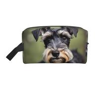 YANYU adorable schnauzer Print Travel Toiletry Bag Zippered Storage Bags with Handles Portable Cosmetic Organizer, White, One Size
