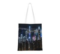 YANYU Aerial Night of View Hong Kong Print Lightweight Bag Reusable Travel Bags Stylish Comfort Gym Shopping Ample Storage