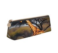 YANYU Africa Giraffe Majestic Tree Print Functional Pencil Case Large Capacity 8.3 x 2.2 x 2.4In Triangle Pouch with Zipper