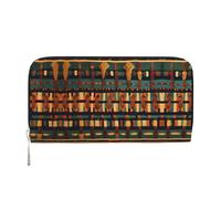 YANYU African Classic Weave Print Leather Hand Wallet Clutch for Women Casual and Travel Use All Occasions Wallet, Black, One Size, Art