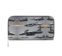 YANYU Aircraft Fighter Jets Print Leather Hand Wallet Clutch for Women Casual and Travel Use All Occasions Wallet, Black, One Size, Art
