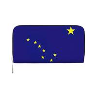 YANYU Alaska state flag Print Leather Hand Wallet Clutch for Women Casual and Travel Use All Occasions Wallet, Black, One Size, Art