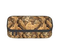 YANYU Ancient Map World Globe Print Convenience Pencil Case 8.3 x 2 x 3.7 Inches style for Pens Pencils Small Items, Black, One Size