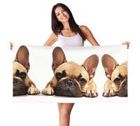 YANYU Animal Dog French Bulldog Print Swim Towels Cute Skin Beach Towel Oversized Quick Dry Towel for Adults for Travel