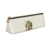 YANYU Antique Building with Roman Olive Branch and Greek Print Functional Pencil Case Large Capacity 8.3 x 2.2 x 2.4In Triangle Pouch with Zipper