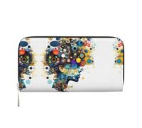 YANYU Artificial Intelligence Brain Print Leather Hand Wallet Clutch for Women Casual and Travel Use All Occasions Wallet, Black, One Size, Art