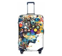 Yanyu Artificial Intelligence Brain Print Universal Suitcase Cover Elastic Washable Travel Luggage Protector Adult Luggage, White, XL