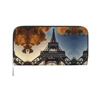 YANYU Beautiful Eiffel Tower Paris Print Leather Hand Wallet Clutch for Women Casual and Travel Use All Occasions Wallet, Black, One Size, Art