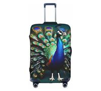 Yanyu Beautiful peacock Print Universal Suitcase Cover Elastic Washable Travel Luggage Protector Adult Luggage, White, S