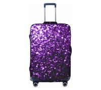 Yanyu Beautiful Purple Glitter Print Universal Suitcase Cover Elastic Washable Travel Luggage Protector Adult Luggage, White, L