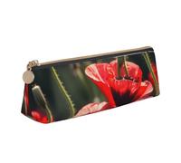 YANYU Beautiful Red Poppy Flower Print Functional Pencil Case Large Capacity 8.3 x 2.2 x 2.4In Triangle Pouch with Zipper