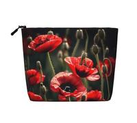 YANYU Beautiful Red Poppy Flower Print Single-layer Makeup Bag Waterproof Travel Cosmetic Organizer Large Capacity, Black, One Size